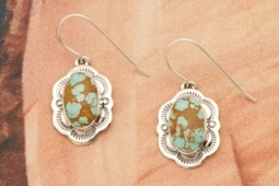 Genuine Number 8 Mine Turquoise Sterling Silver Earrings